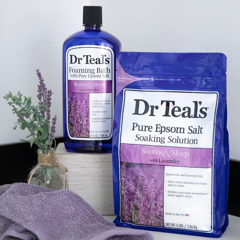 Dr. Teal's Epsom Salt Soaking Solution and Foaming Bath with Pure Epsom Salt Combo Pack