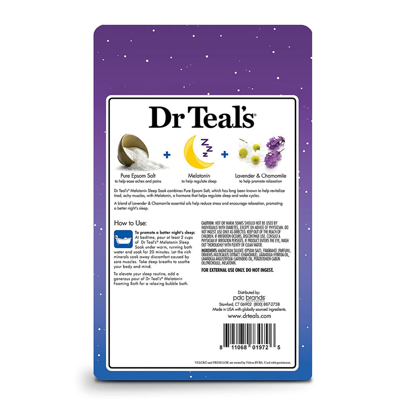 Dr Teal's Pure Epsom Salt, Melatonin Sleep Soak With Essential Oil Blend