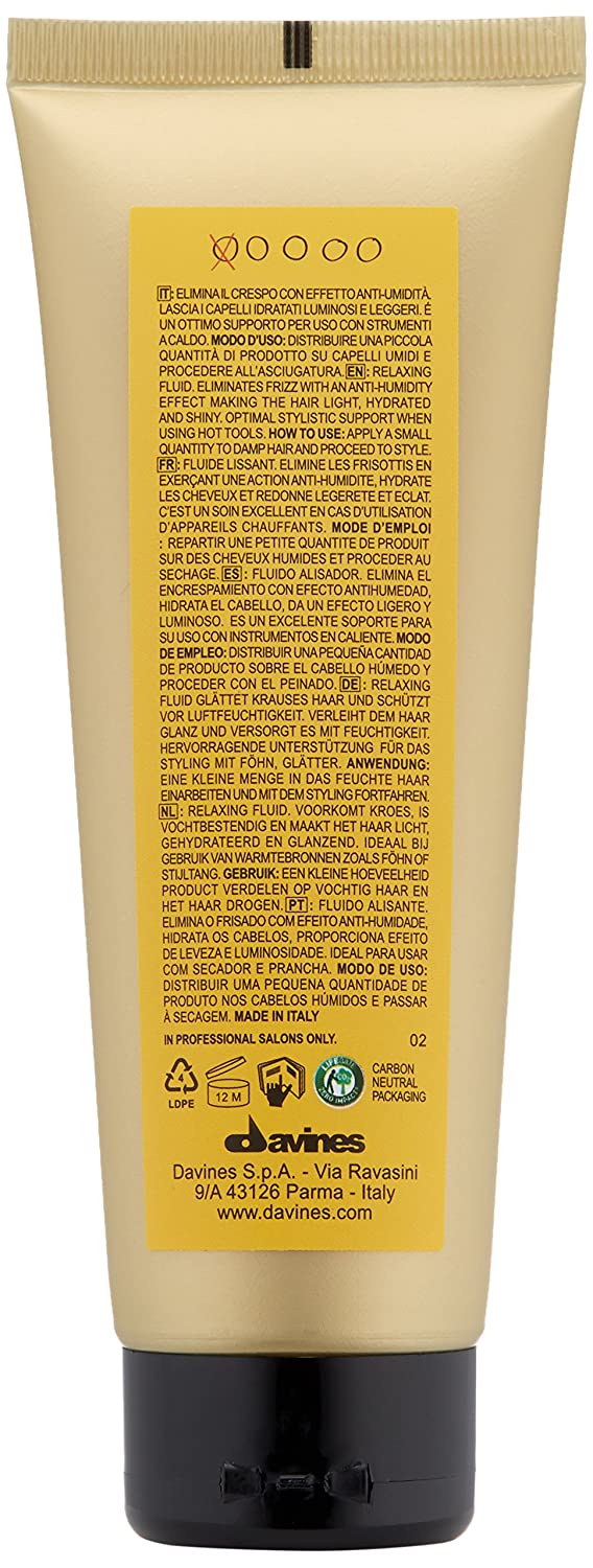 Davines Relaxing Moisturizing Fluid, Heat Protection, Frizz Control For Sleek And Straight Styling, Moisturize With Humidity Control