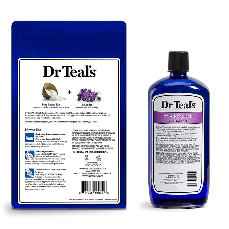 Dr. Teal's Epsom Salt Soaking Solution and Foaming Bath with Pure Epsom Salt Combo Pack