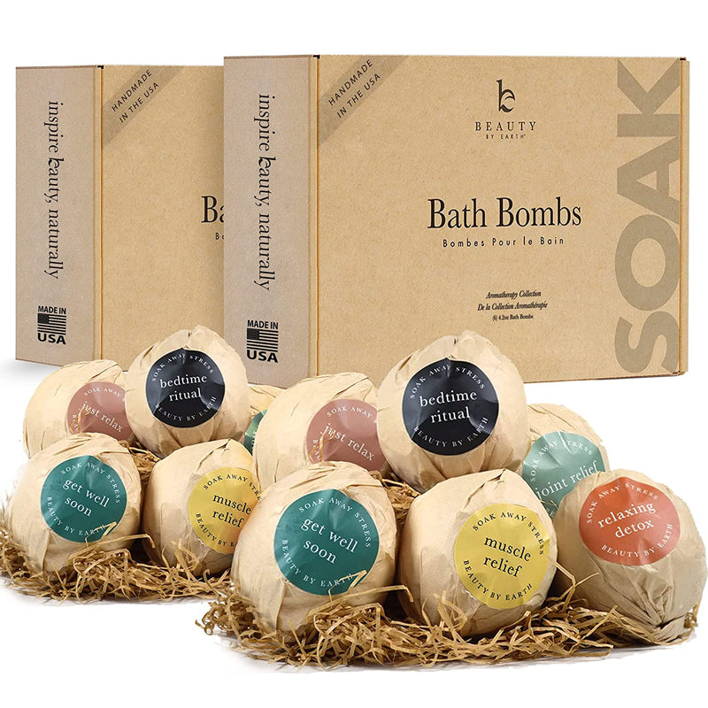 Bath Bomb Gift Set - Natural Relaxing Ingredients with Aromatherapy Salt & Oils