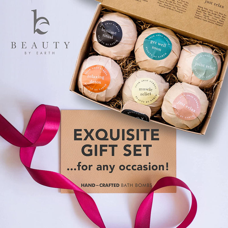 Bath Bomb Gift Set - Natural Relaxing Ingredients with Aromatherapy Salt & Oils