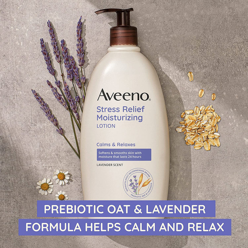 Aveeno Stress Relief Moisturizing Body Lotion with Lavender Scent, Natural Oatmeal to Calm & Relax