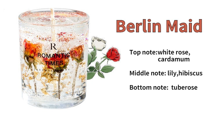 Clear Transparent Scented Candles Handmade Flower Jelly Wax Fragrance Candle Luxury Glass Aromatherapy Christmas Valentine Gifts