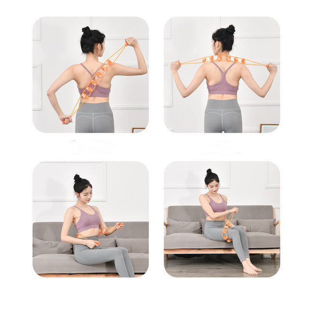 Roller-type Back-pulling Massager For Relaxing Abdomen Waist And Legs